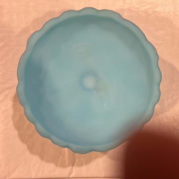 A Pair of Fenton Satin Blue Candle Holder - Picture 4 of 7